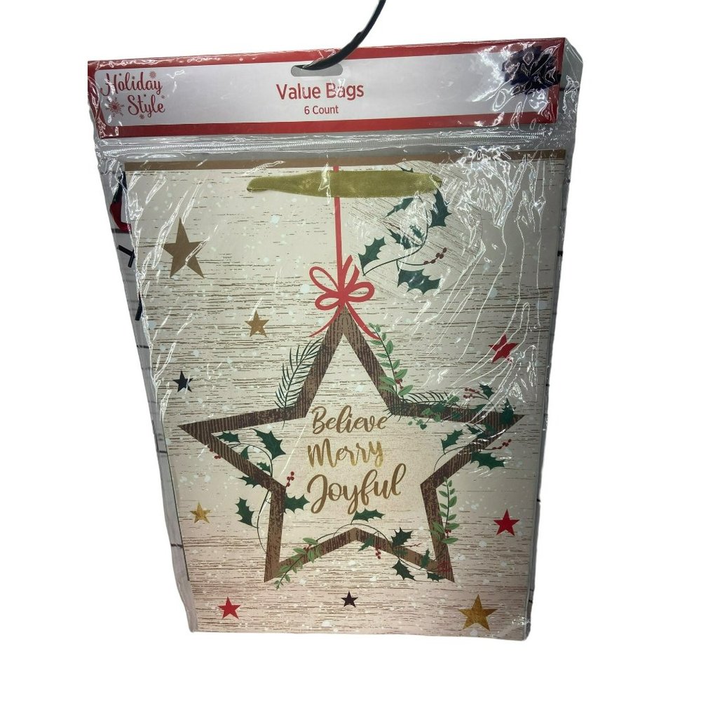 Holiday Style Christmas Value Pack Gift Bags, 6 Ct‎ - Assorted